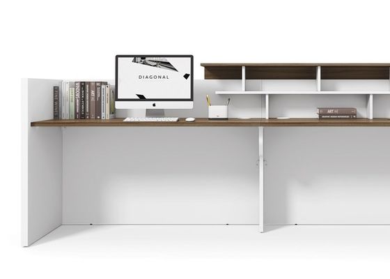 Linz Ⅱ Reception Desk showcasing modern design with minimalist white and wood color combination